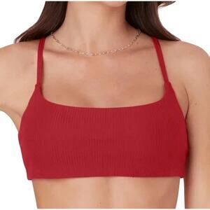 EUC Andie Swim x Mindy Sample Maui Bikini Top Flame Red Womens XXL Ribbed Padded